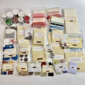 Lot 36 Scrapbook Embellishments Close to My Heart Ribbon Charms Embossing Powder